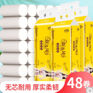 23.9元包邮！新逸风 原木5层无芯卷纸4提48卷