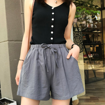 10.9元包邮！凤迷 6532 女士棉麻休闲短裤