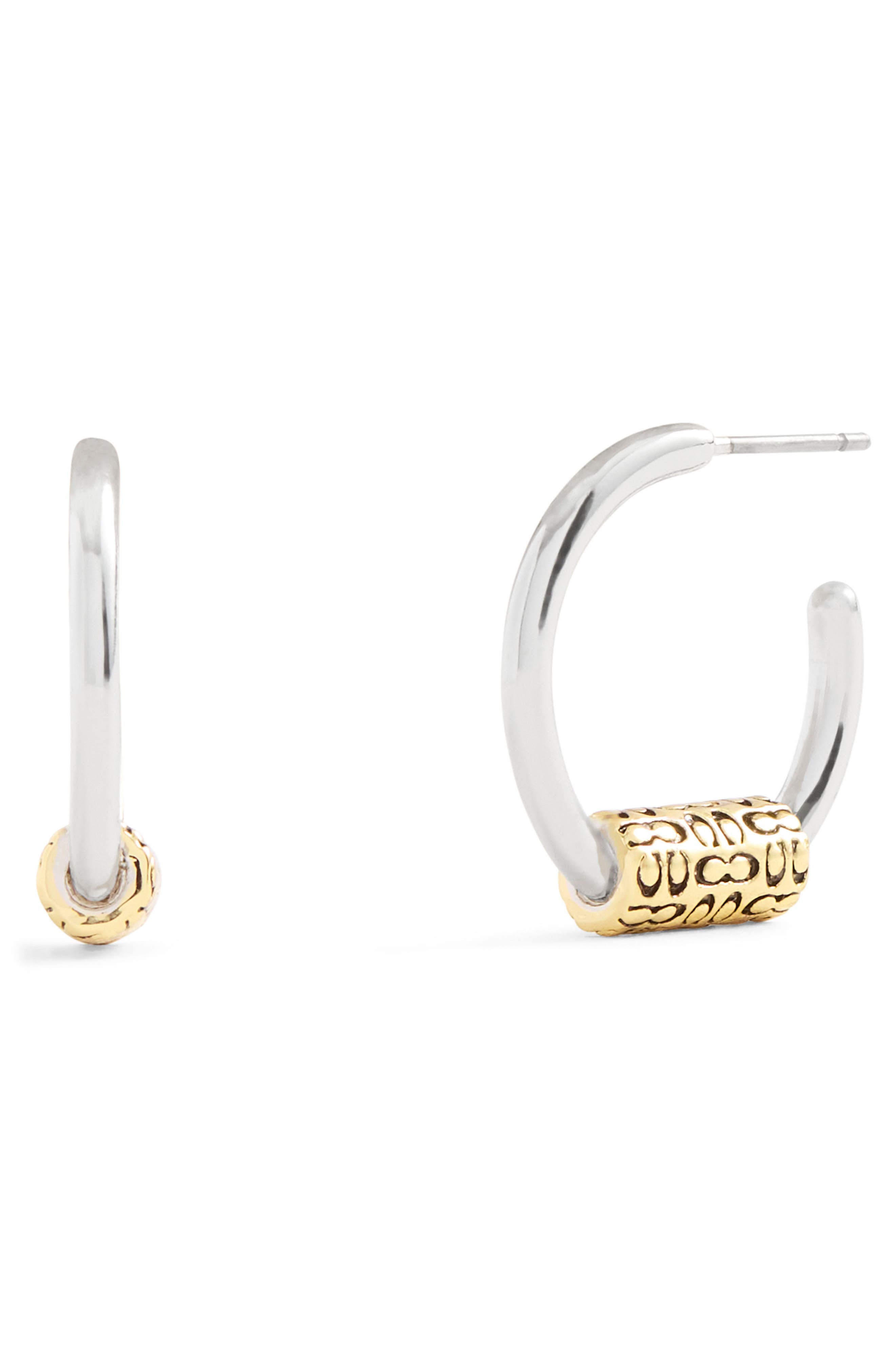 COACH Logo Bead Huggie Earrings