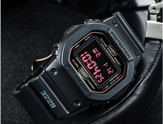比伯同款casio卡西欧gshock黑色男士运动数码腕表dw5600ms1