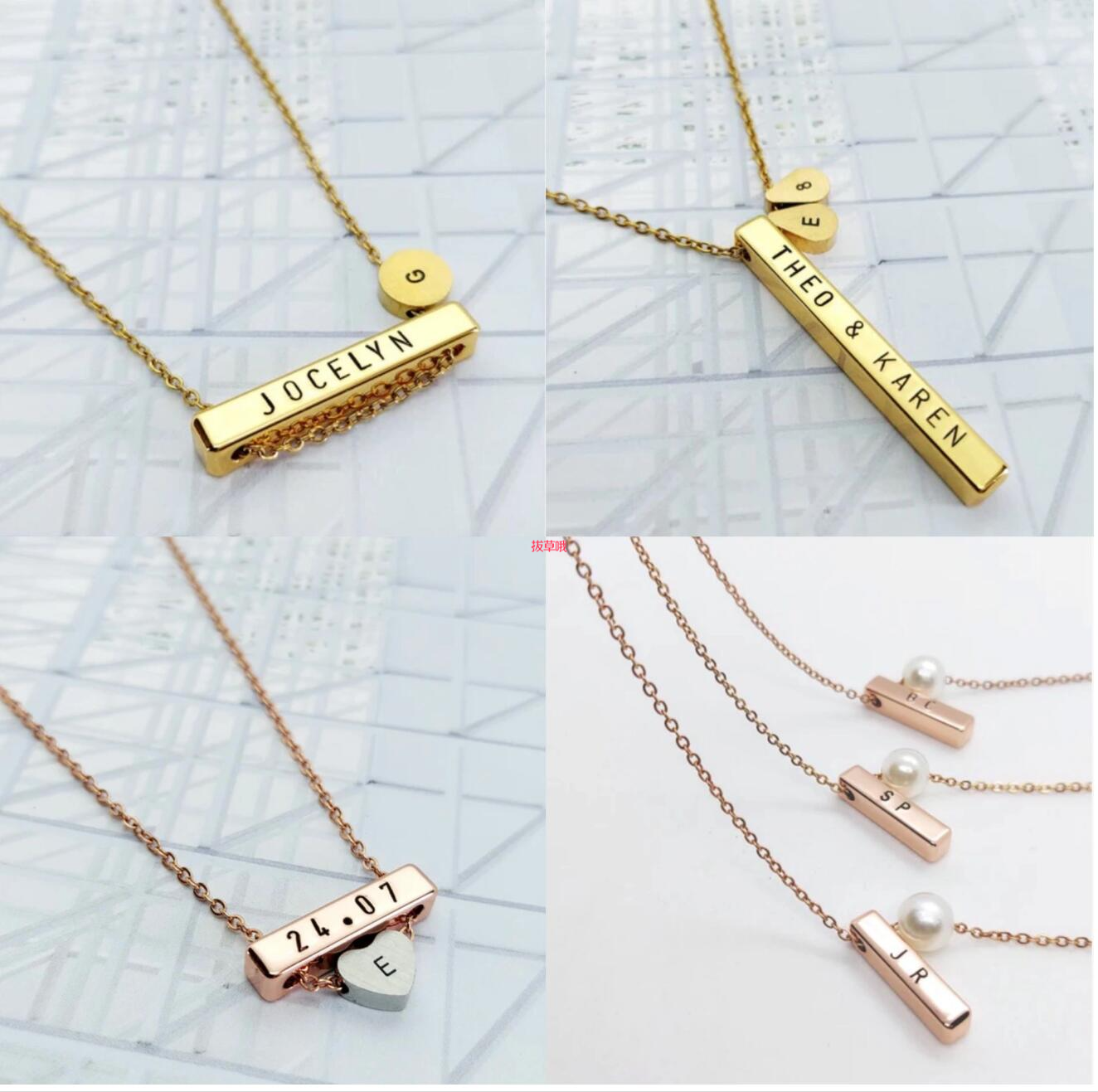 LITTLESMITH - Personalised 9 characters rose gold-plated vertical bar  necklace | Selfridges.com
